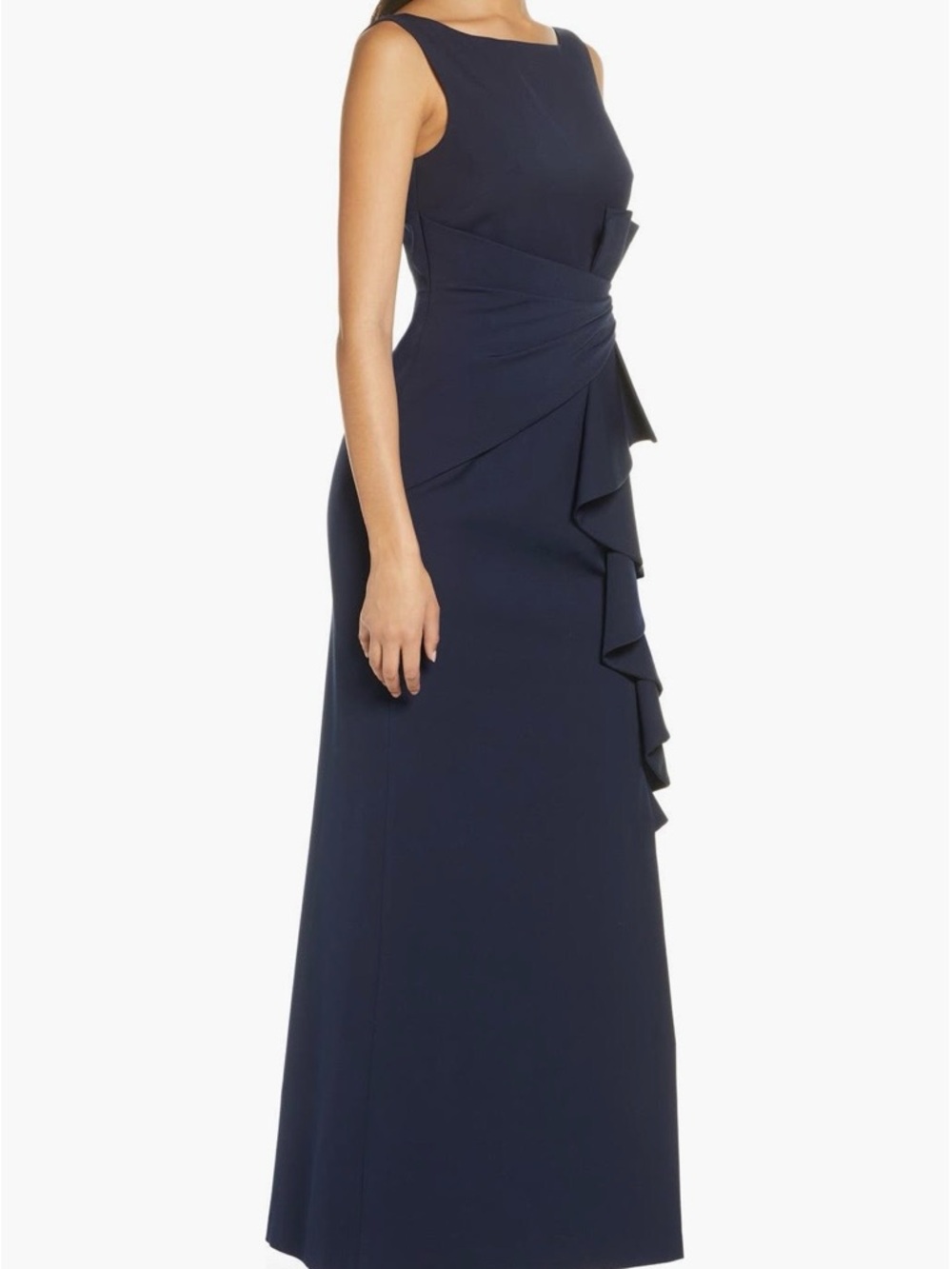 Eliza J Navy Sleeveless Ruffle-Accent Maxi Dress - Picture 2 of 14